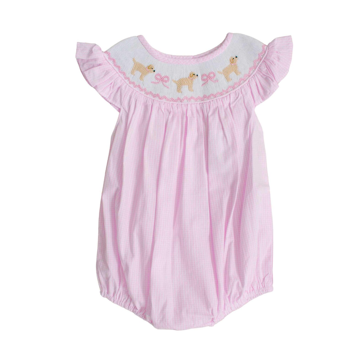 10.14 Pre-order SR3316 baby girls puppy bow pink flying sleeves romper