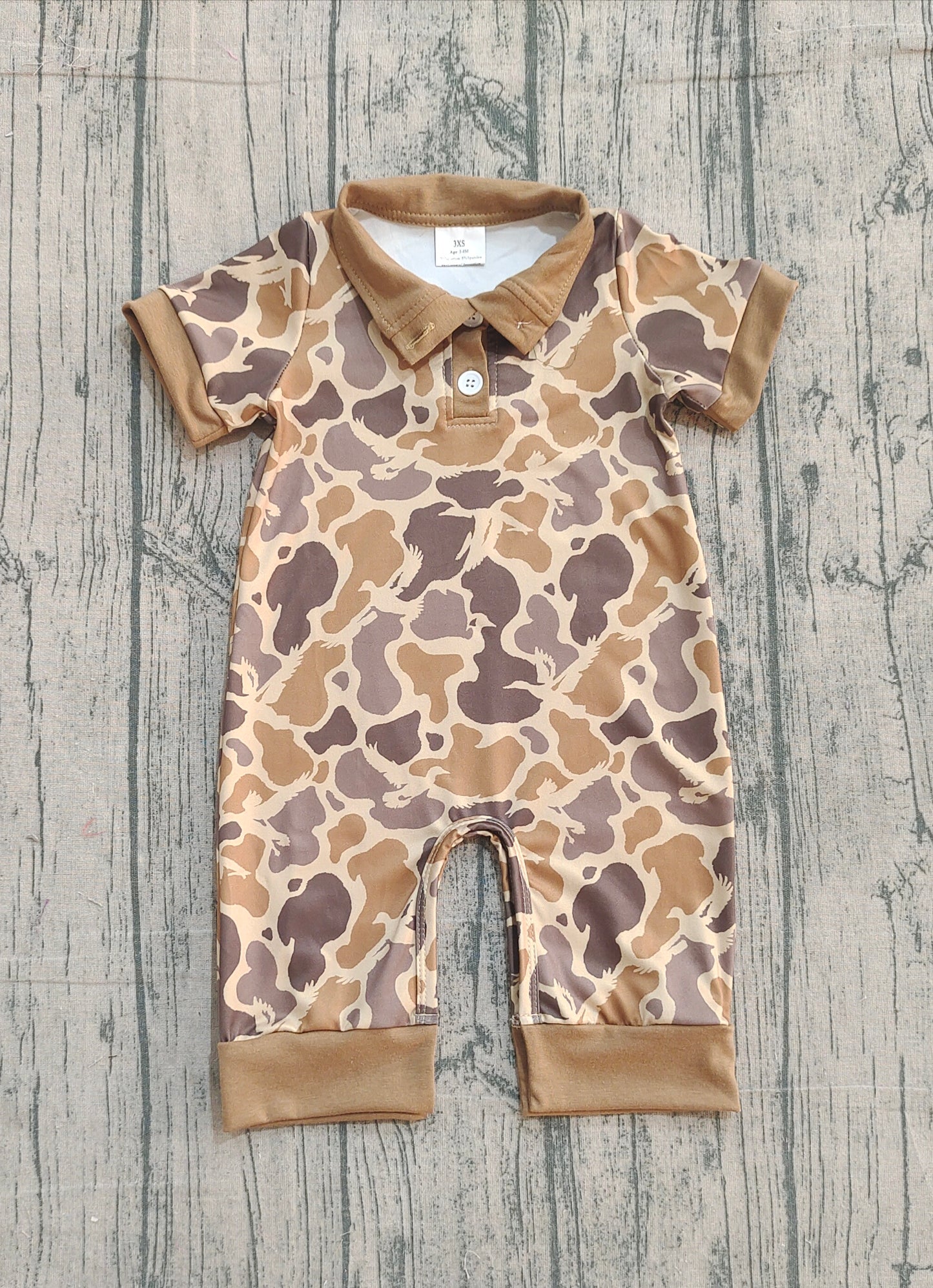 Pre-order SR3638 baby boys camo button short sleeve romper