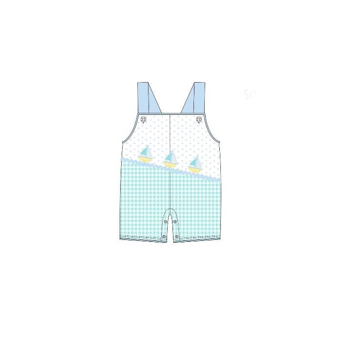 12.5 Pre-order SR3753 baby boys boat checkered romper
