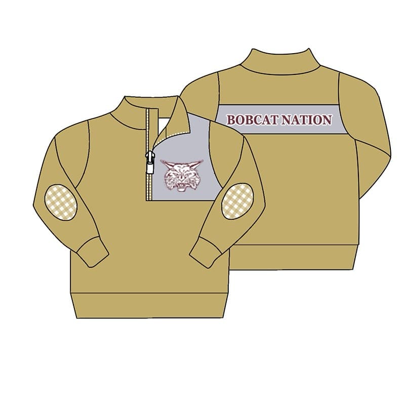 MOQ 3 Custom design baby boys BOBCAT NATION team Pullover