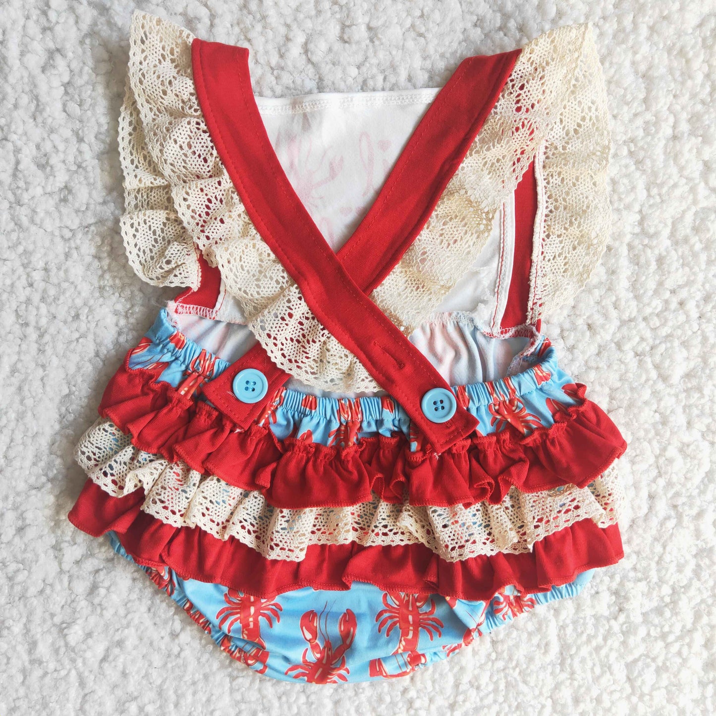 Girls Farm Red Rompers Short Sleeves
