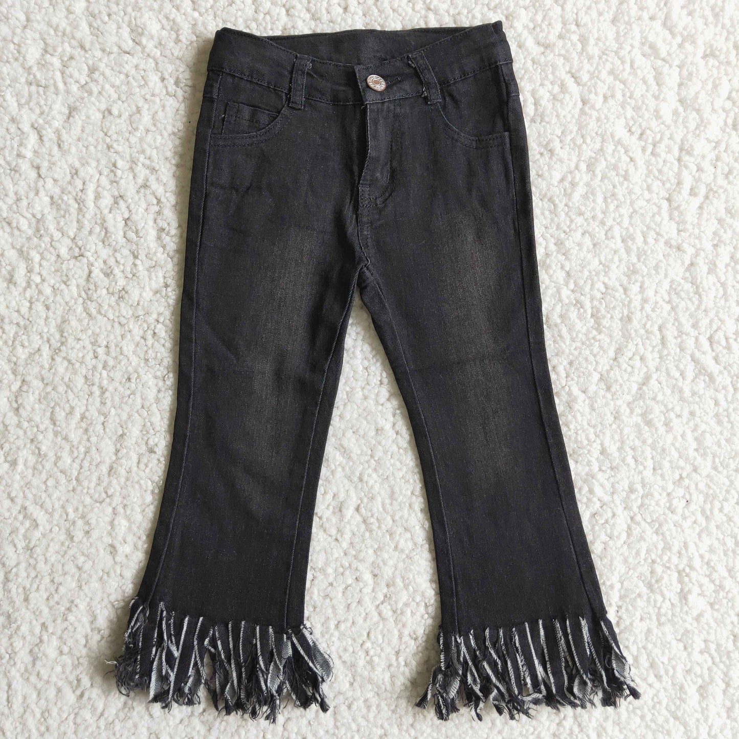 Jeans Tassels Pants Black