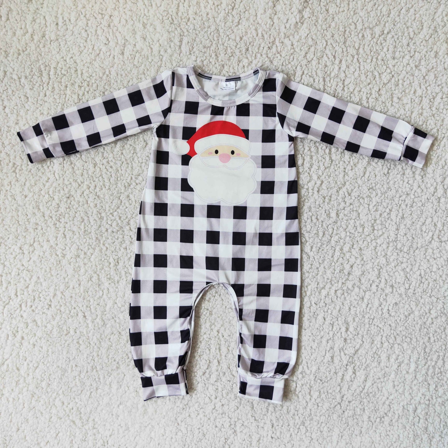 2.99 6 A19-25 Boys Christmas Santa Rompers Black White Grid