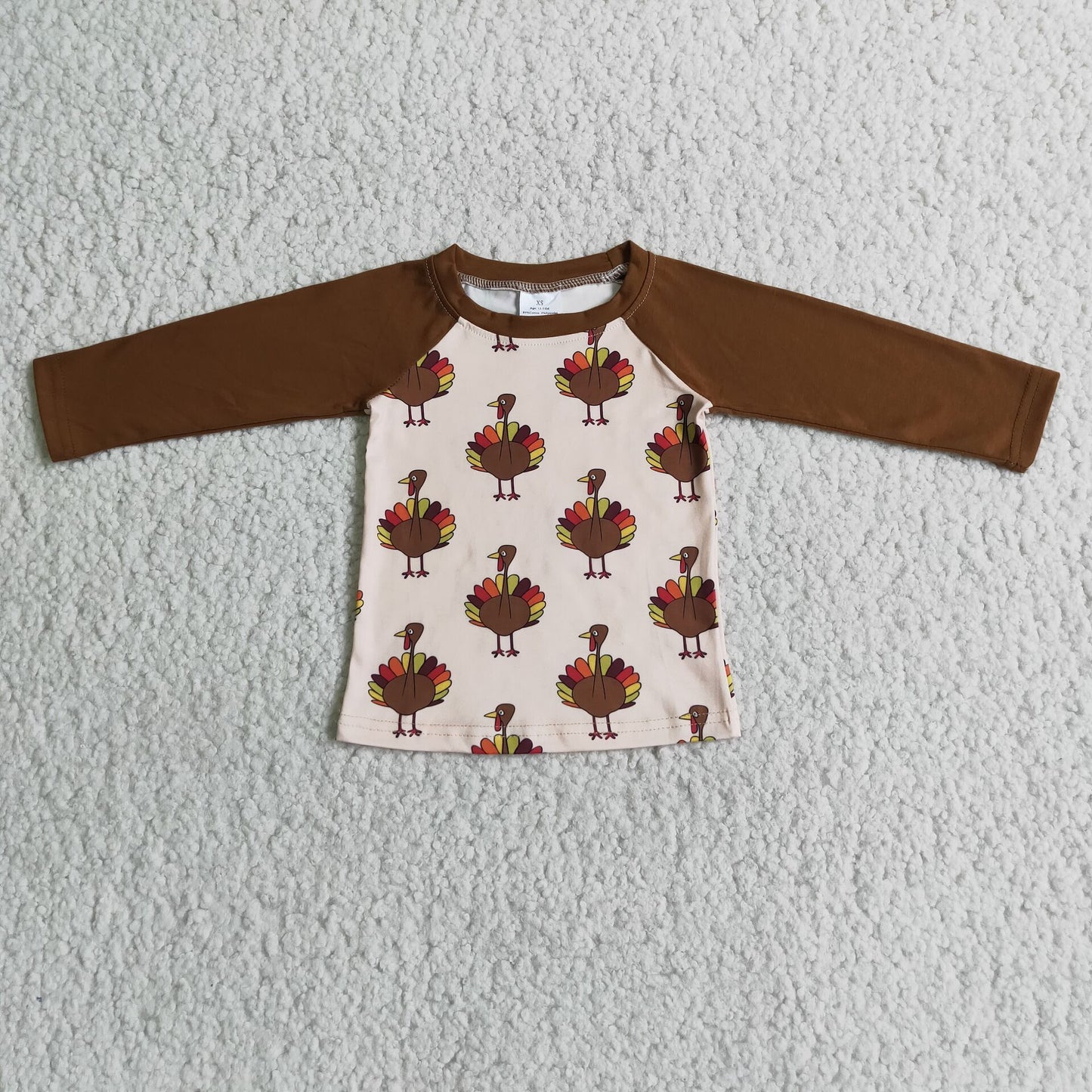 2.99 6 C6-34 Boys Thanksgiving Turkey Shirt Top Long Sleeves