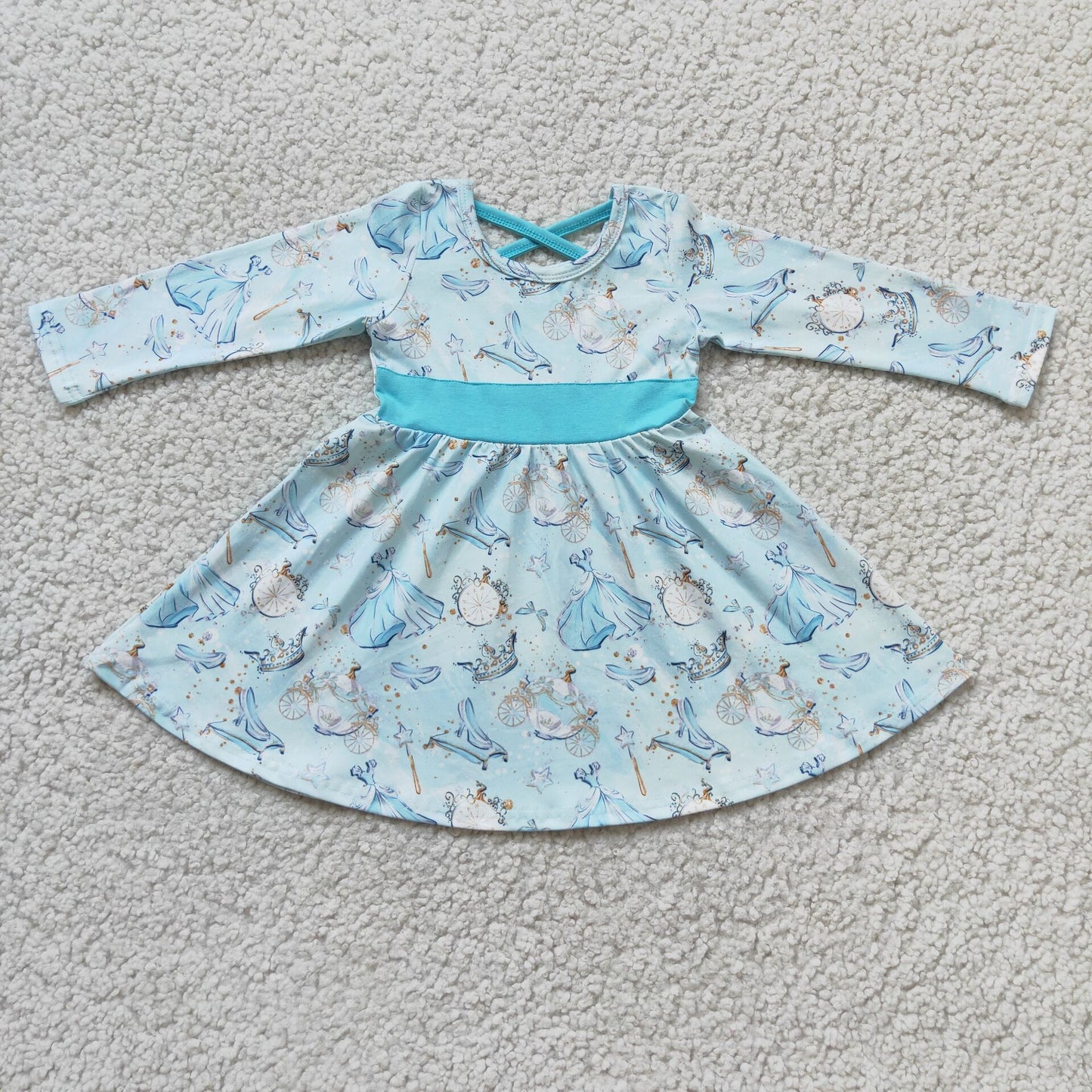 Girls Dress Long Sleeves Sky Blue