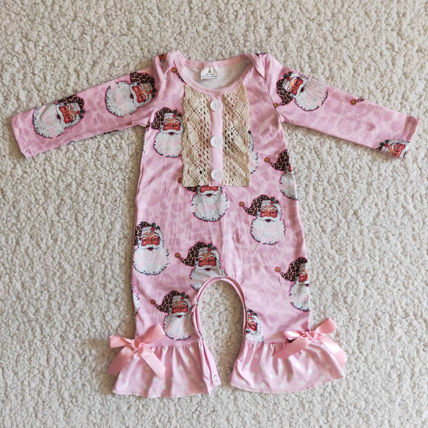 Girls Christmas Santa Rompers Pink