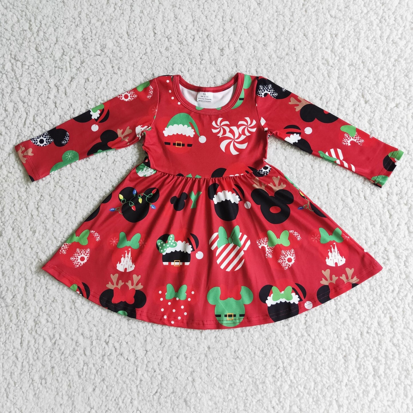 2.99 6 A11-4 Girls Christmas Dress Long Sleeves Red