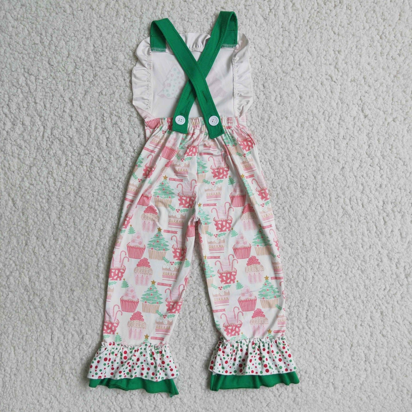 E4-26 Girls Christmas Tree Overalls