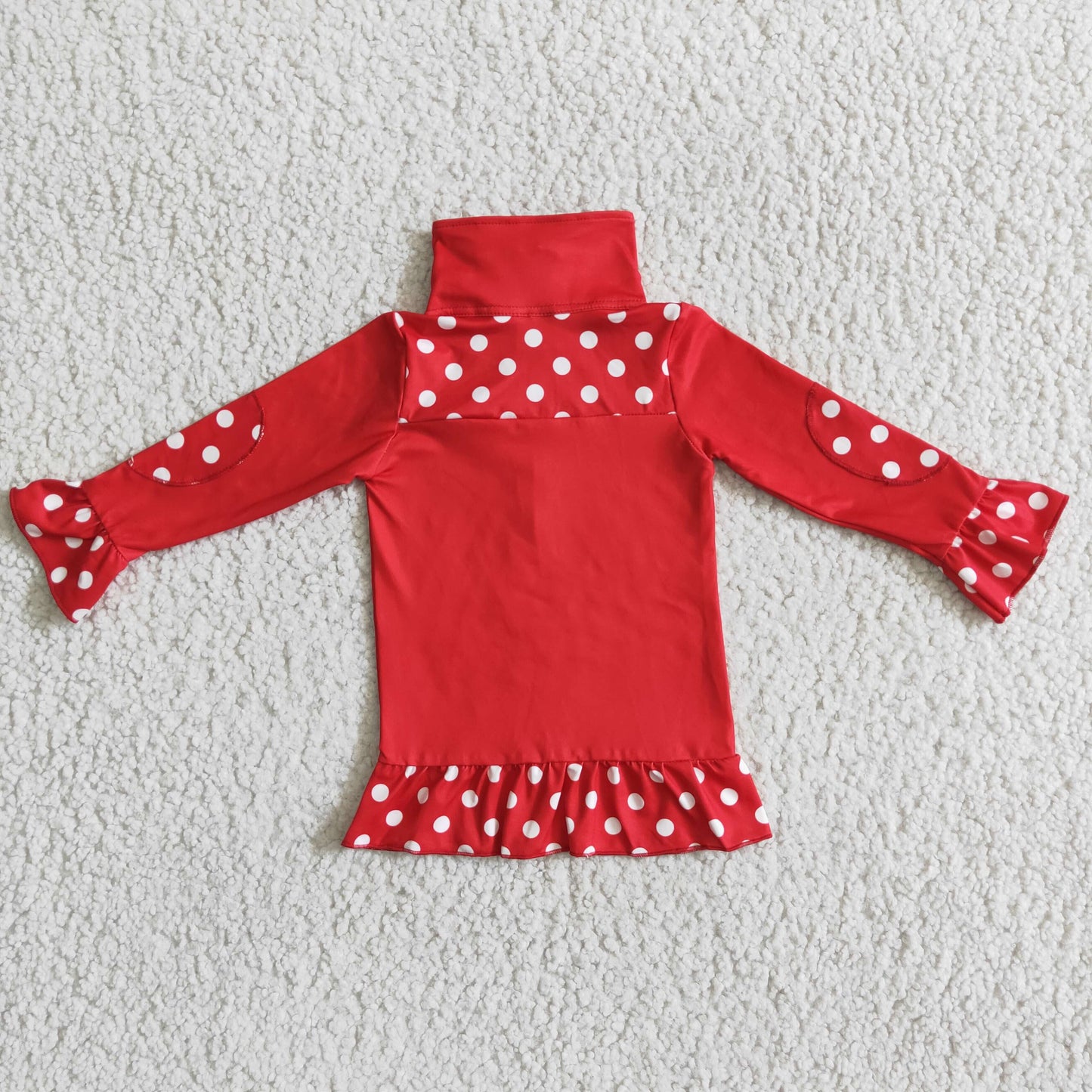 Girls Red Shirt Top Long Sleeves With Zip
