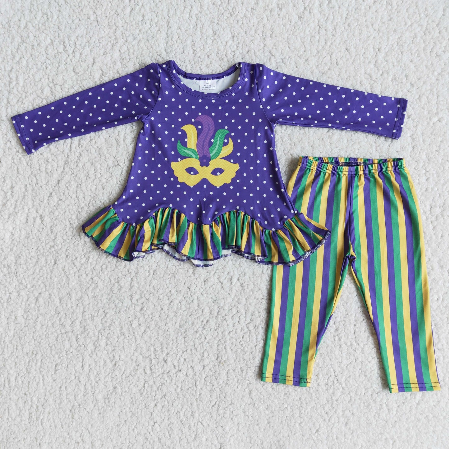 Girls Mardi Gras Outfits Long Sleeves Stripe Pants