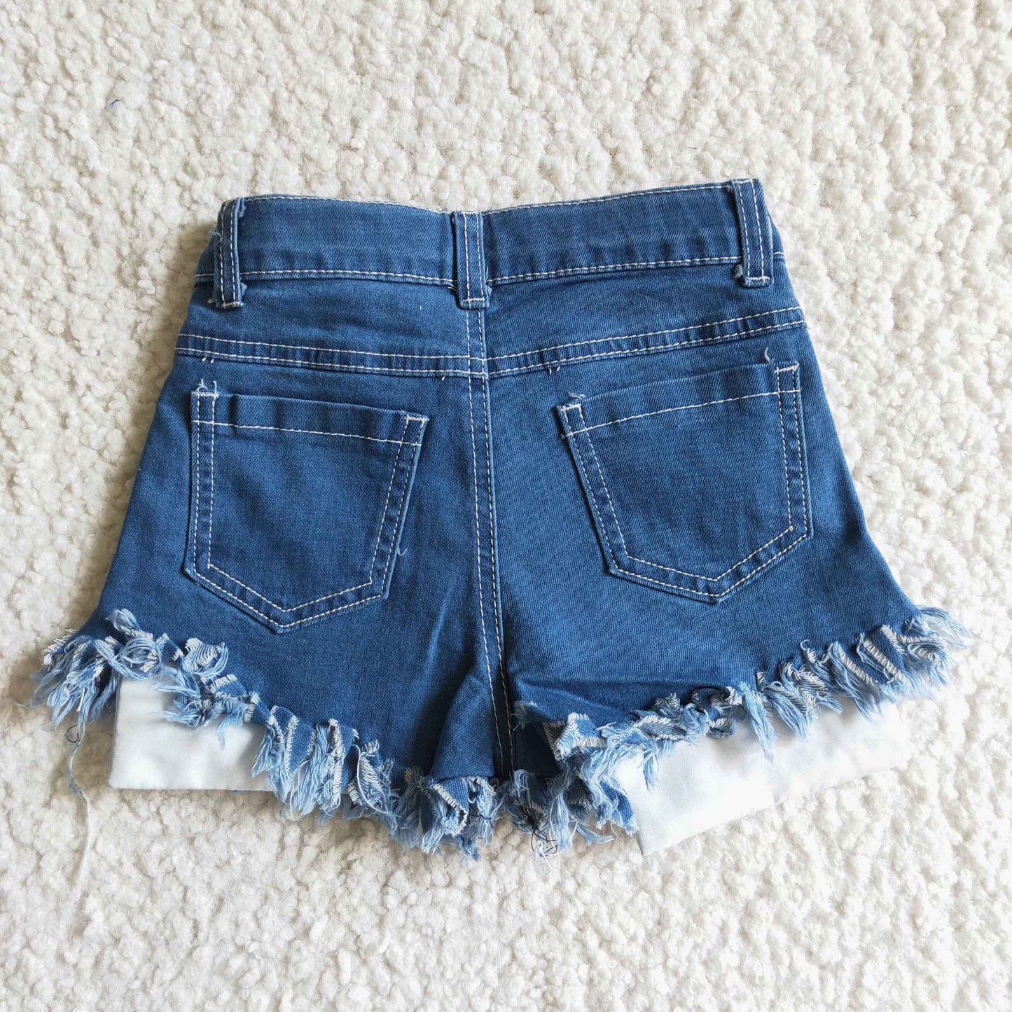 NC0003 Girls July Fourth Denim Shorts