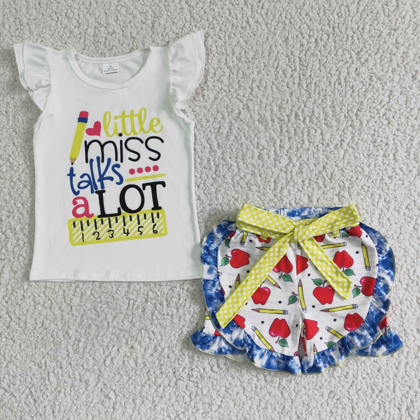 Girls Miss Talks Outfits Short Sleeves Apple Shorts