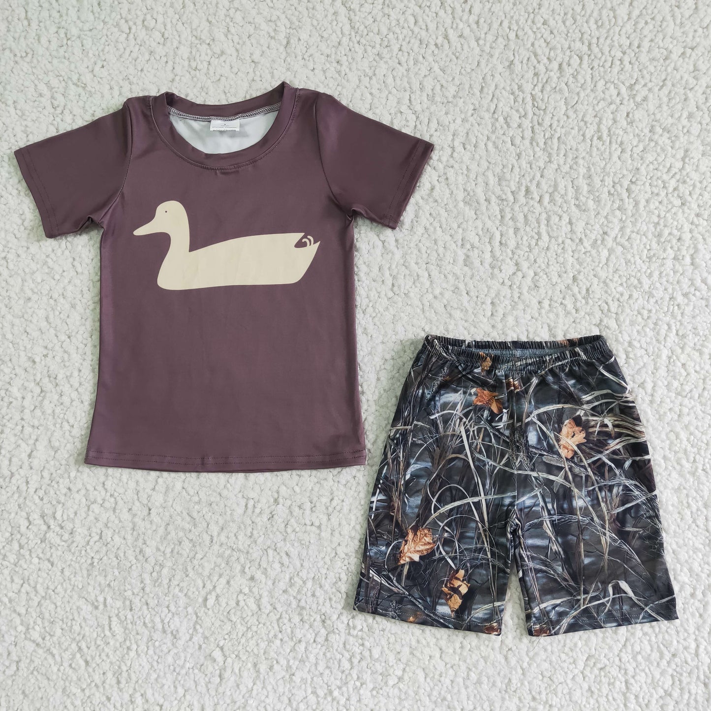 BSSO0011 Boys Mallard Outfits Short Sleeves Camo Shorts