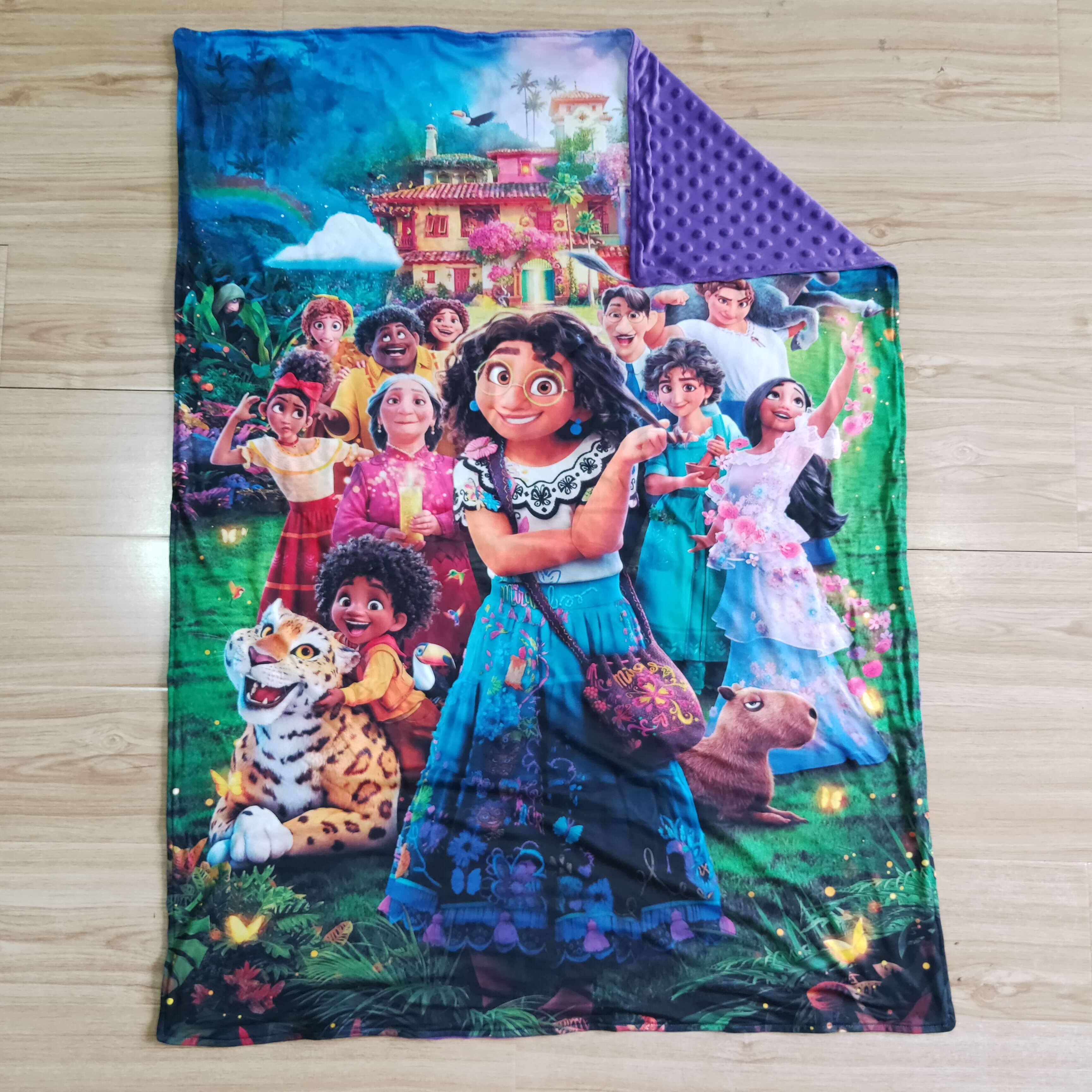 Adorable Cartoon Girl Purple Blanket