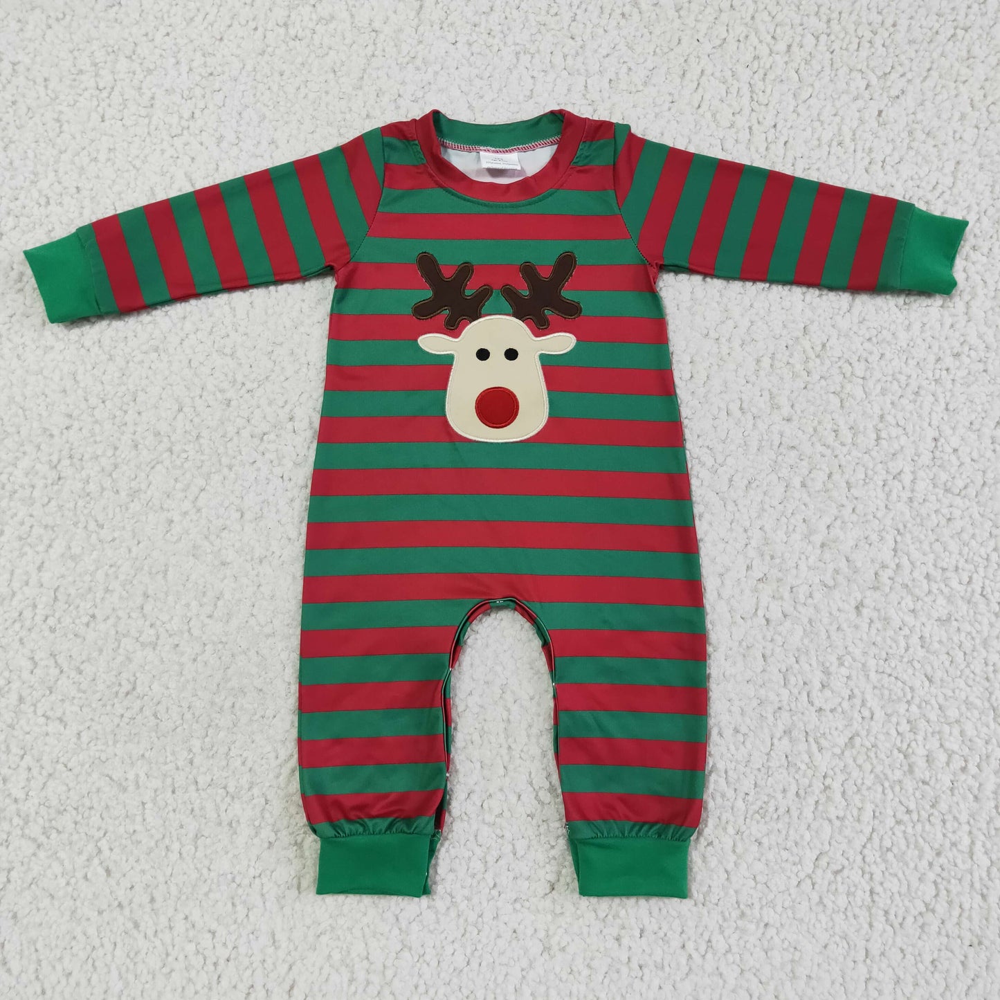 LR0028 Boys Embroidery Deer Rompers Stripe