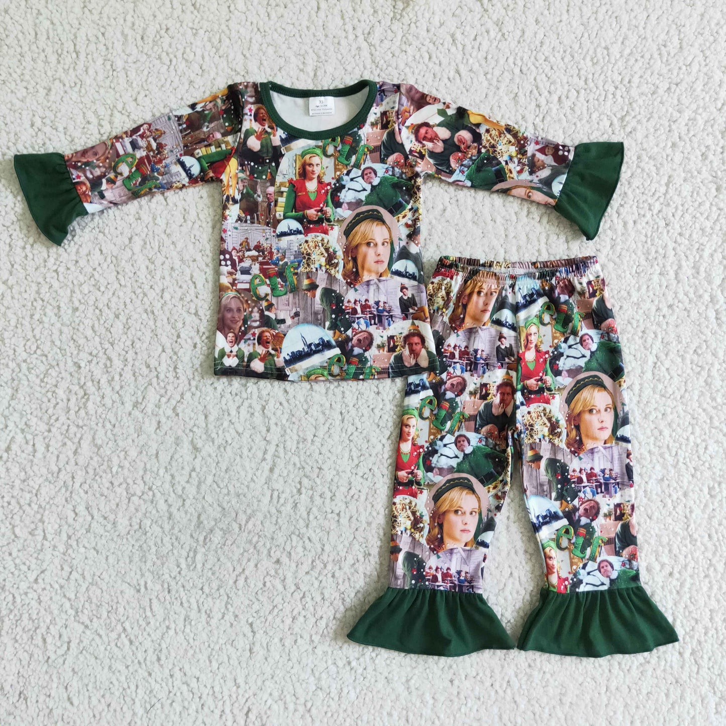 Girls Christmas Green Pajamas