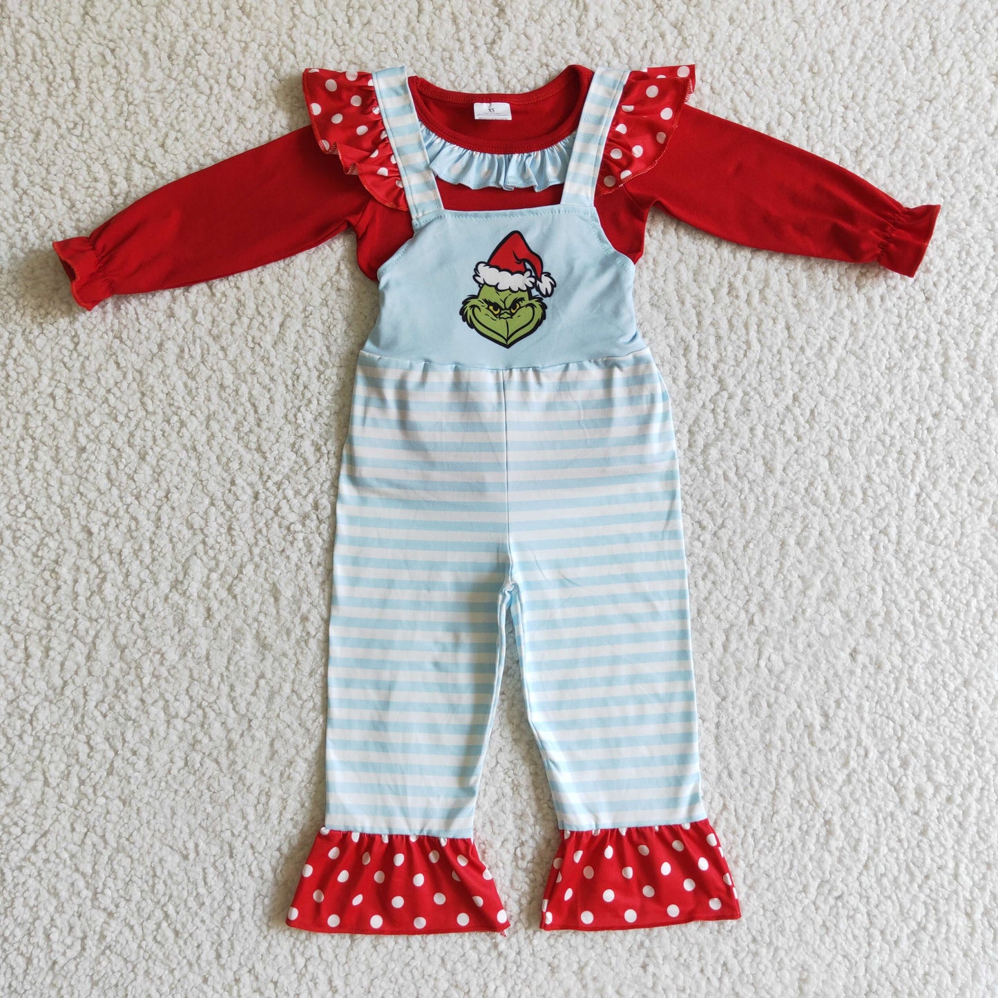 GLP0192 Girls Christmas Red Overalls
