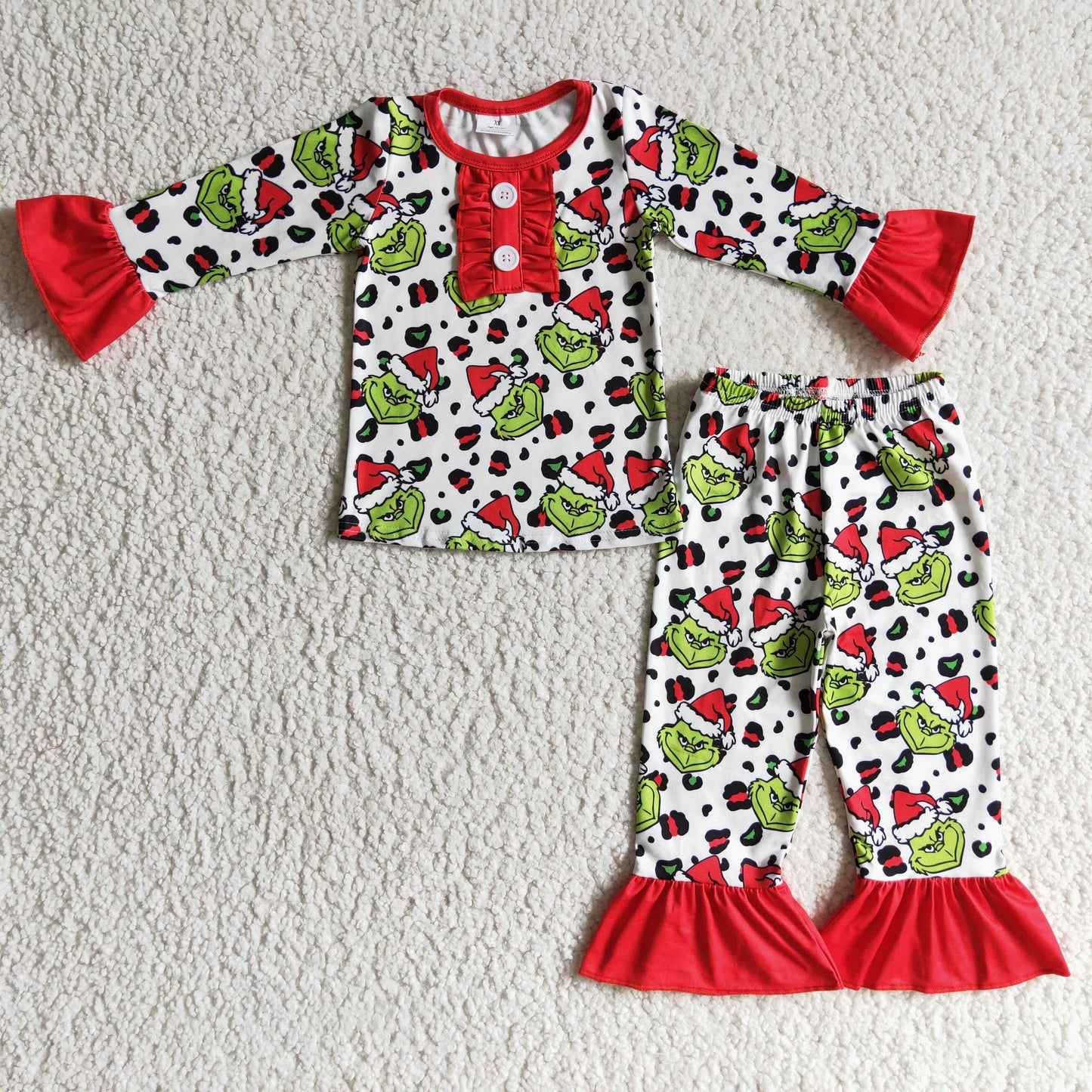 GLP0214 Girls Christmas Red Pajamas