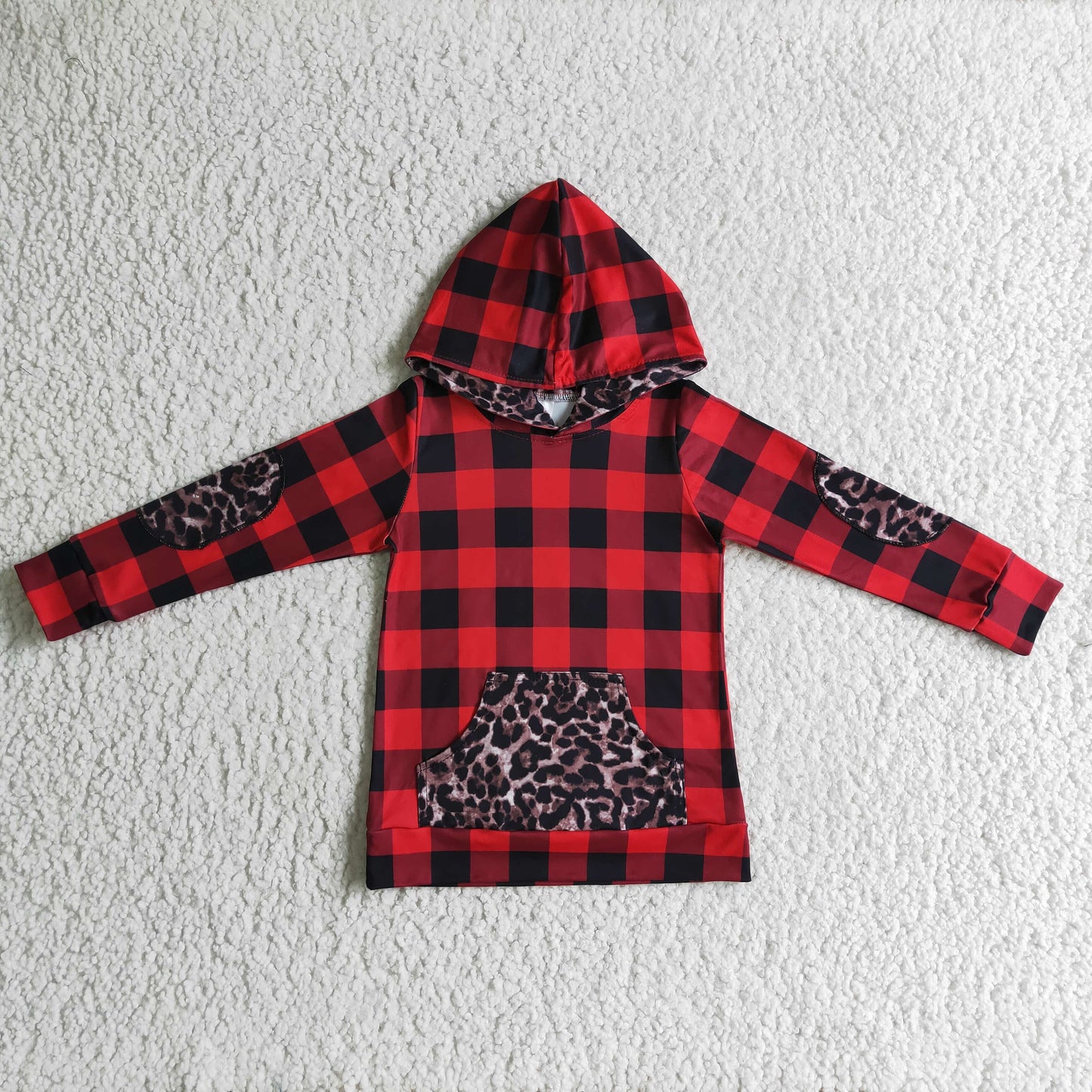 5.5 BT0048 Boys Red Plaid Hoodies Top