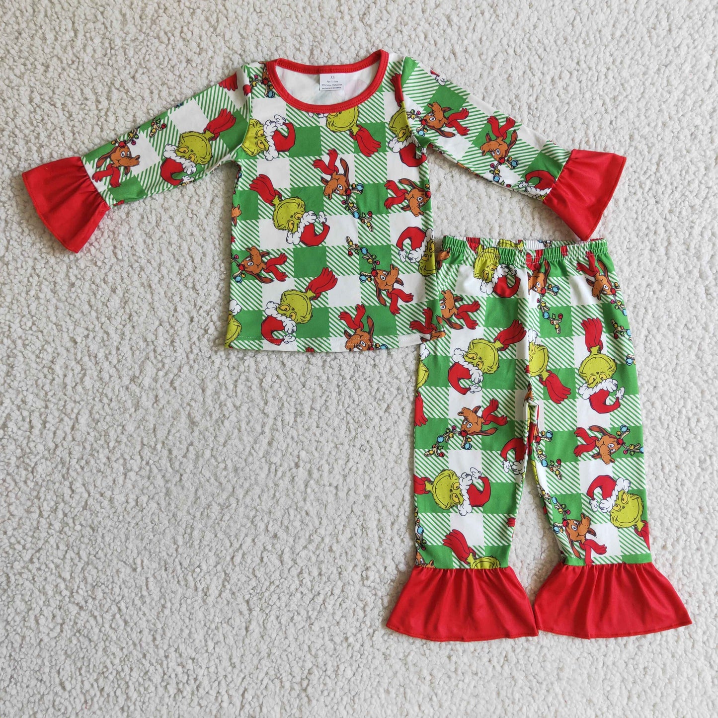 Girls Christmas Green Pajamas