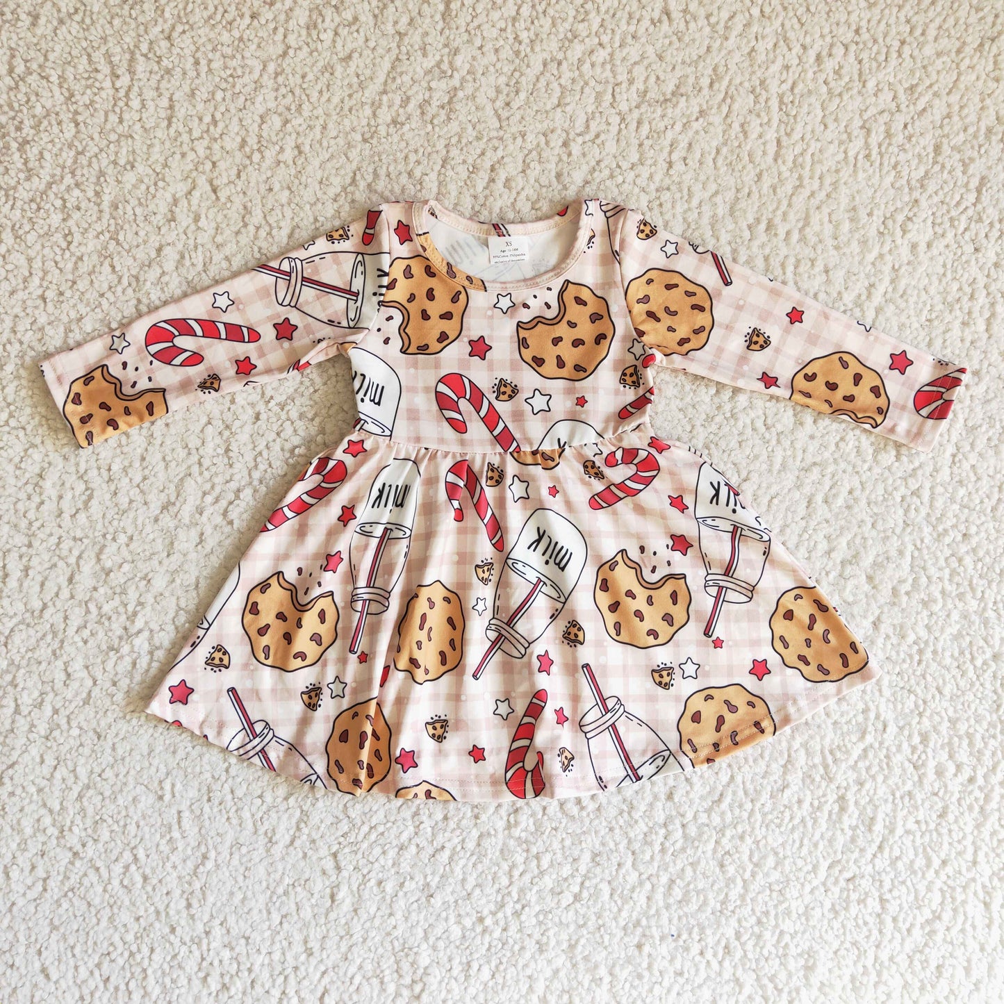 GLD0114 Girls Christmas Cookies dress