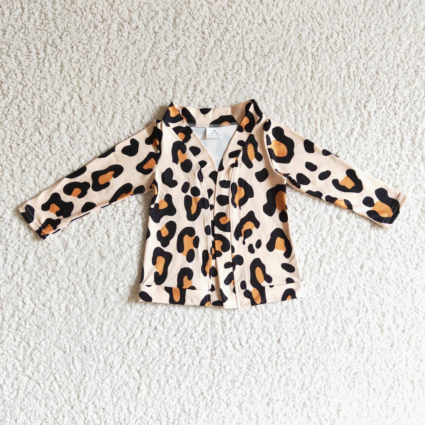 Girls Leopard Shirt Top Long Sleeves Cardigan