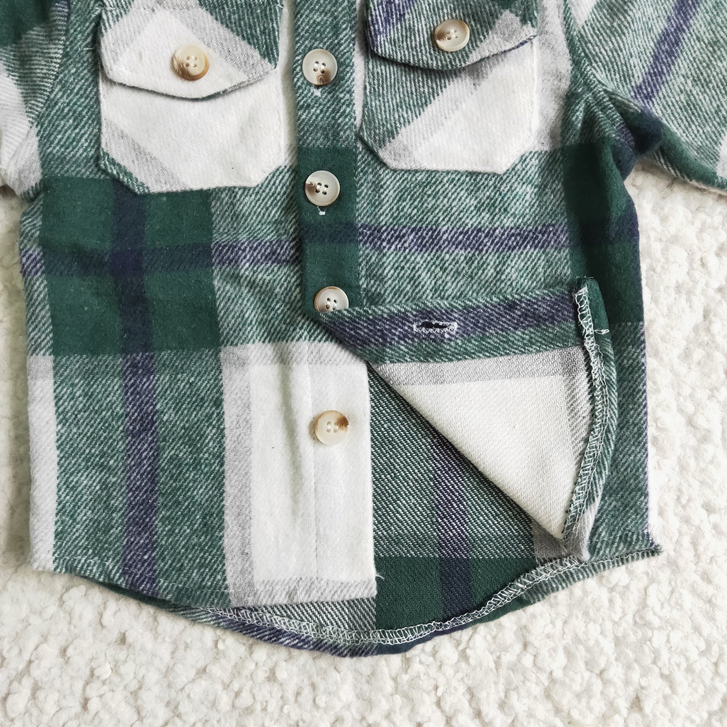 Boys Green Plaid Flannel Jacket