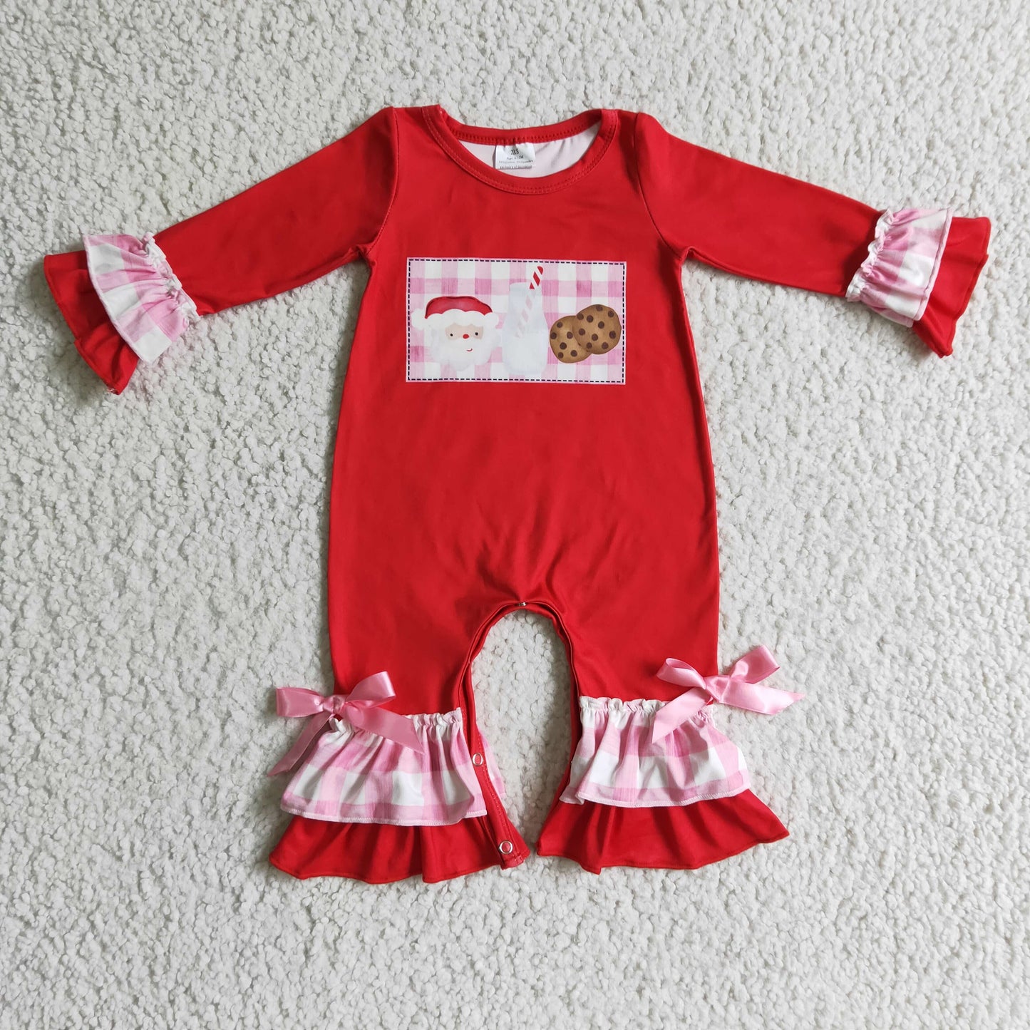 Girls Christmas Cookies Red Rompers
