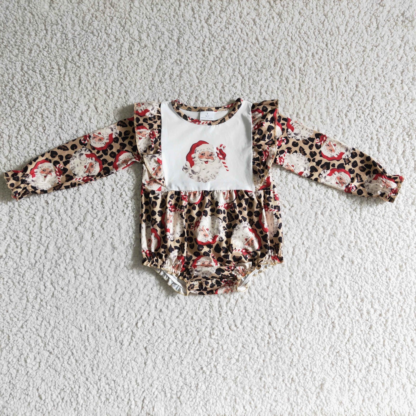 Girls Christmas Santa Leopard Rompers