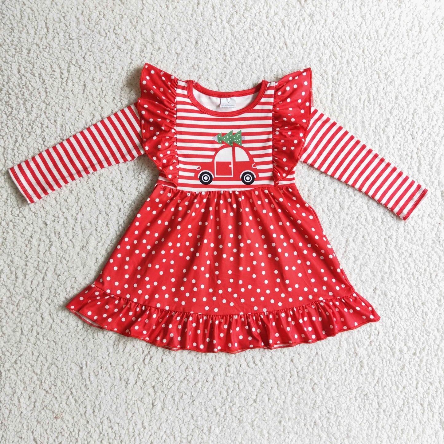 GLD0145 Girls Christmas Red Dress Long Sleeves