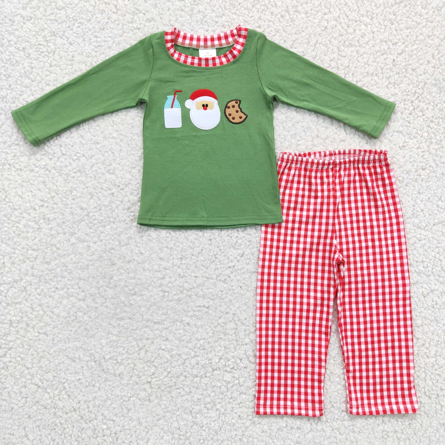 BLP0147 Boys Christmas Santa Cookies Outfits Embroidery
