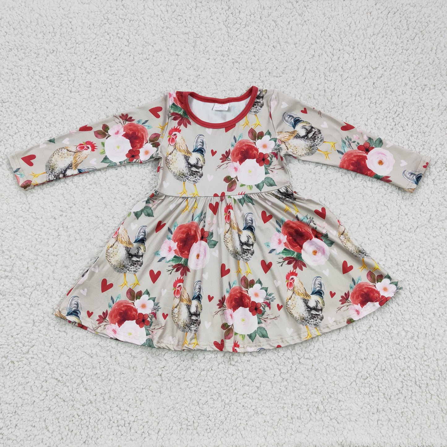 GLD0163 Girls Chicken Floral Dress