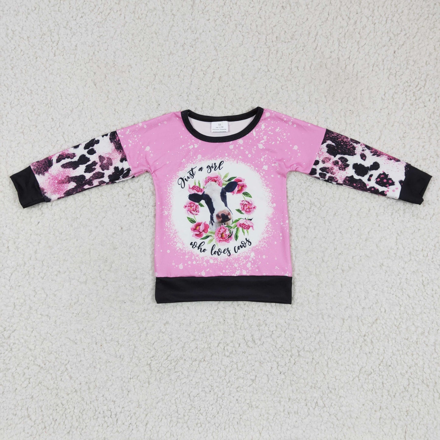 Girls Love Cow Shirt Top Long Sleeves