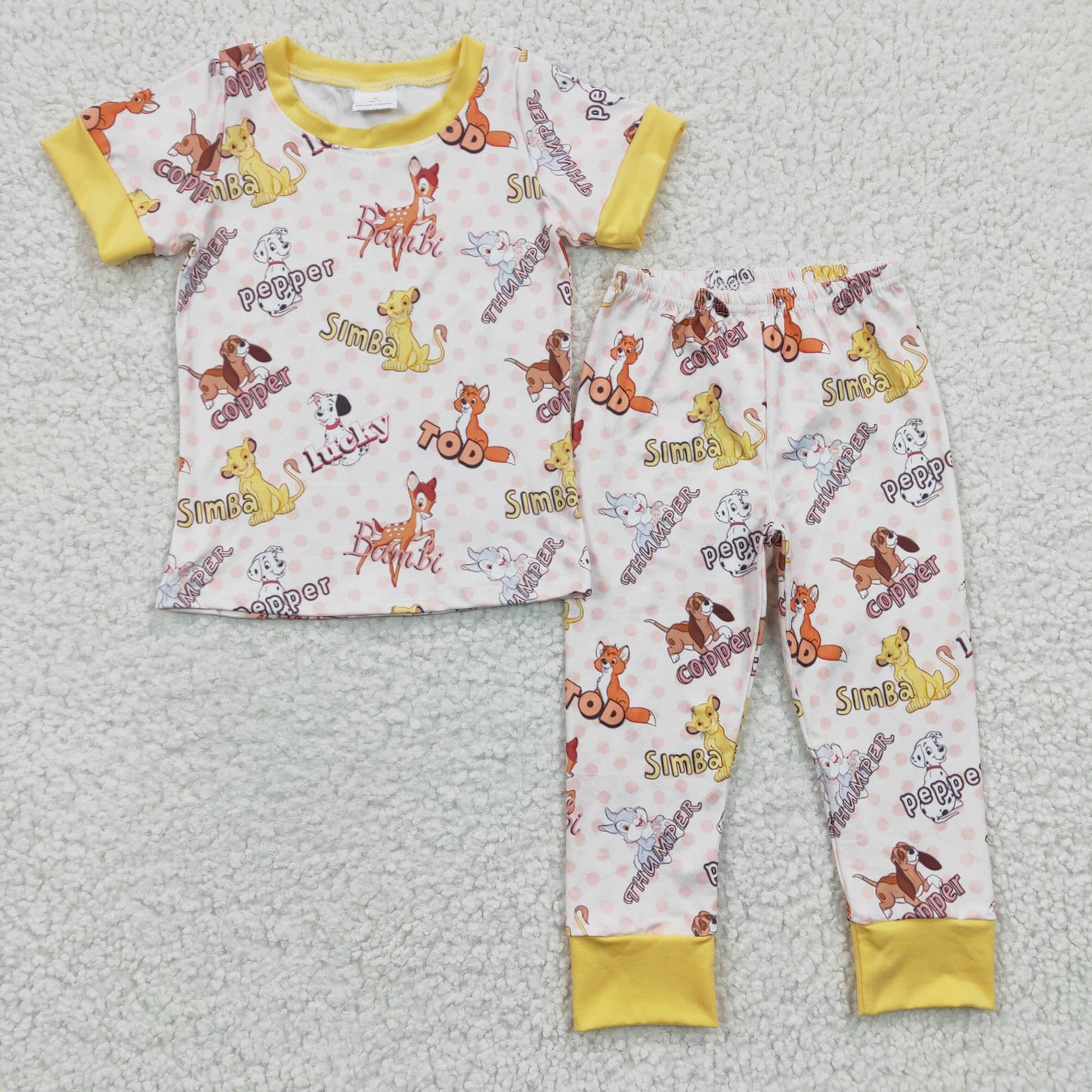 BSPO0078 Boys Cartoon Lions Yellow Pajamas
