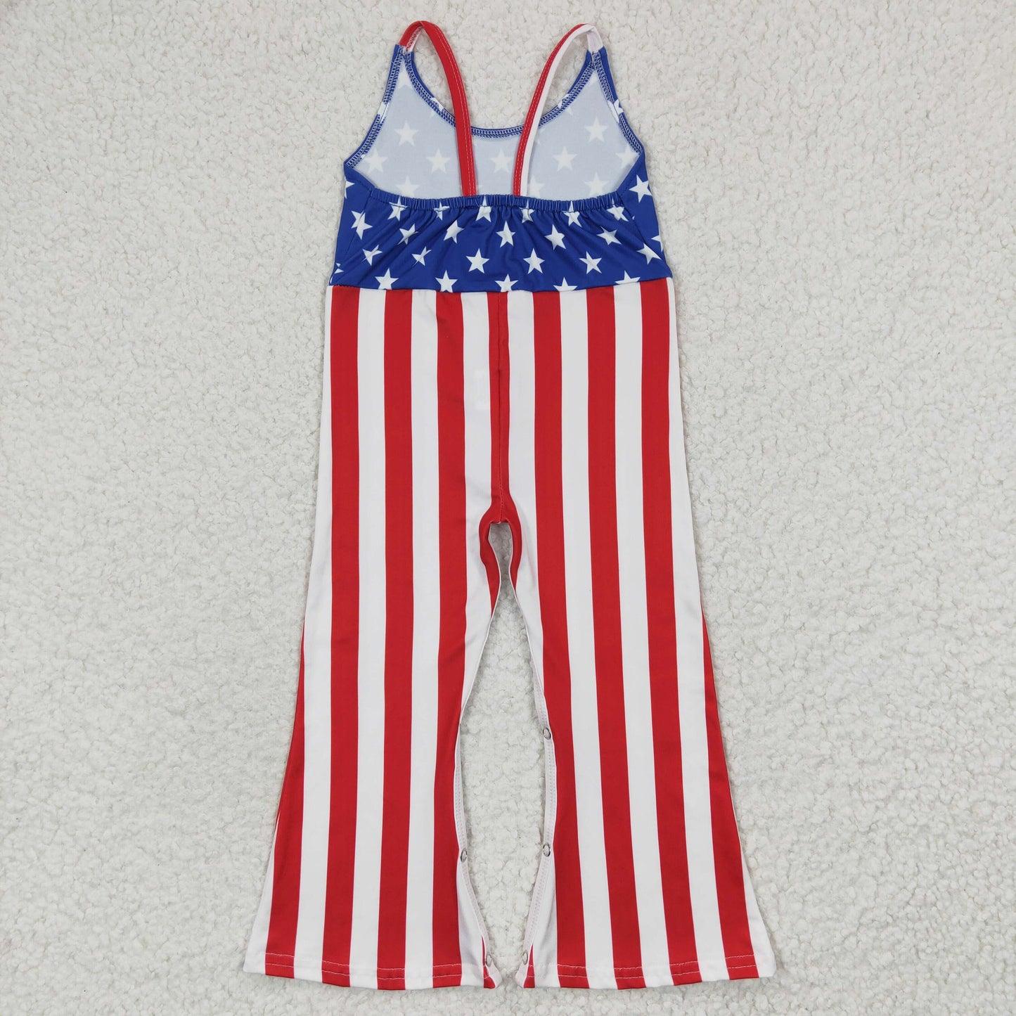 SR0256 Girls July Fourth Stars Summer Jumpsuit
