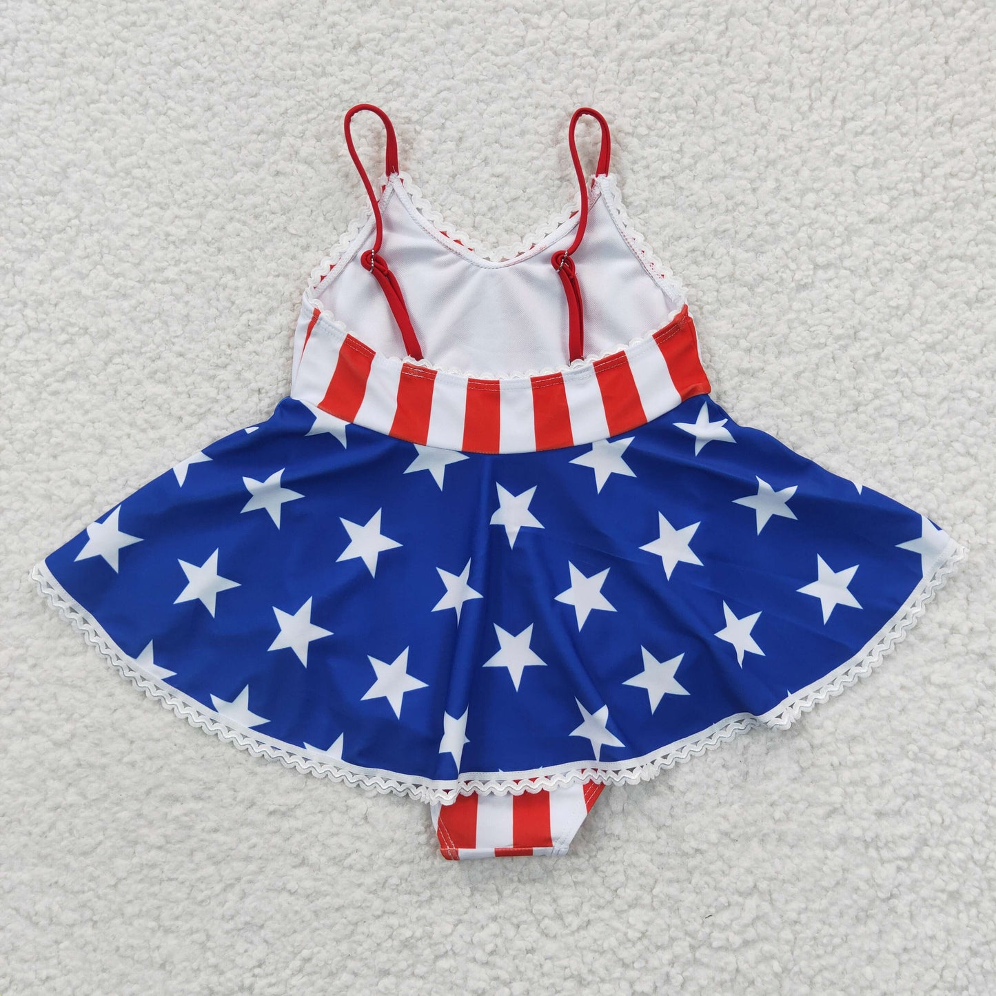 S0091 Girls Blue Stars Bathing Suit 1pcs