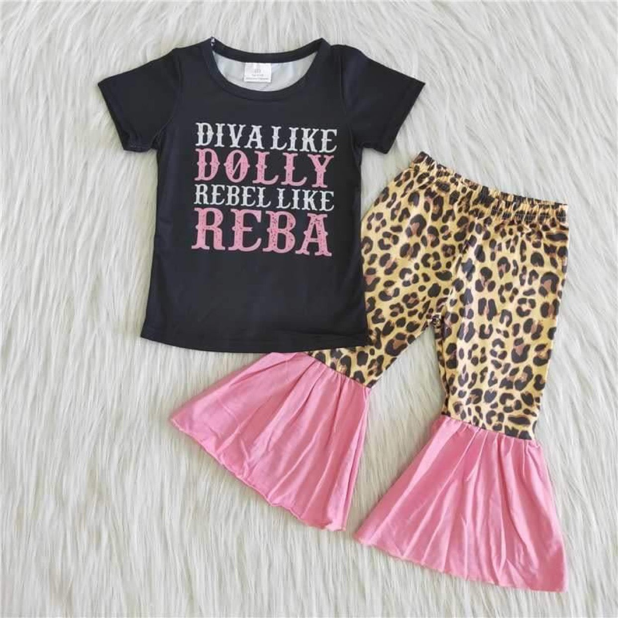 1.99 B14-16 Girls Outfits Short Sleeves Bell Bottom Pants