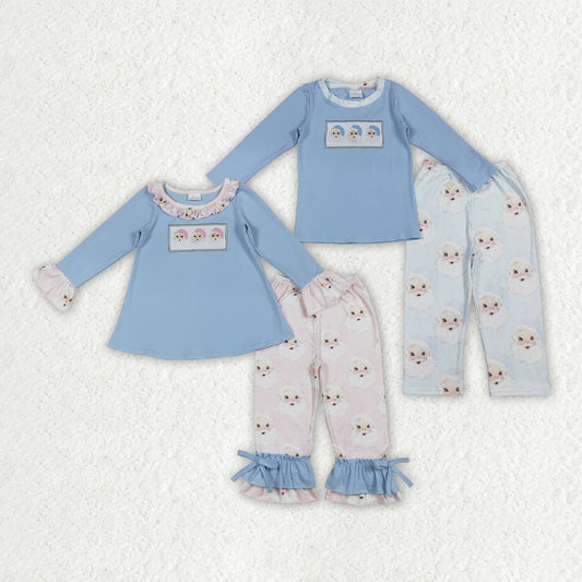 Matching Baby girls boys Christmas blue pajamas