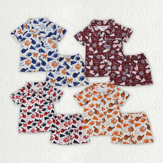 Matching Baby boys CHEER  button shorts outfits