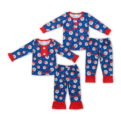Matching Baby girls boys Christma santa outfits pajamas clothing modal