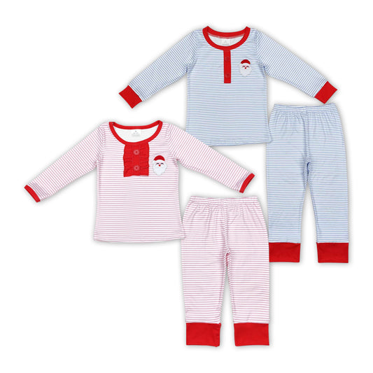 Matching Baby girls boys Christma santa outfits pajamas embroidery clothing