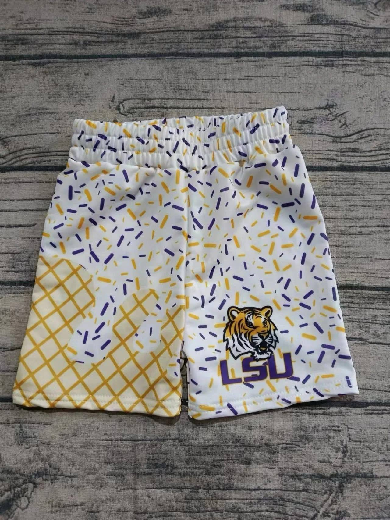 No MOQ Group Custom design boys LSU team shorts（Deadline Aug.1th ）