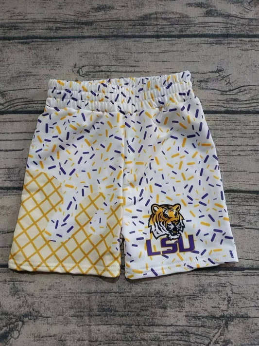 No MOQ Group Custom design boys LSU team shorts（Deadline Aug.1th ）
