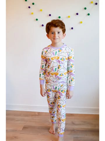 GLP2184 Girls Mardi Gras pajamas