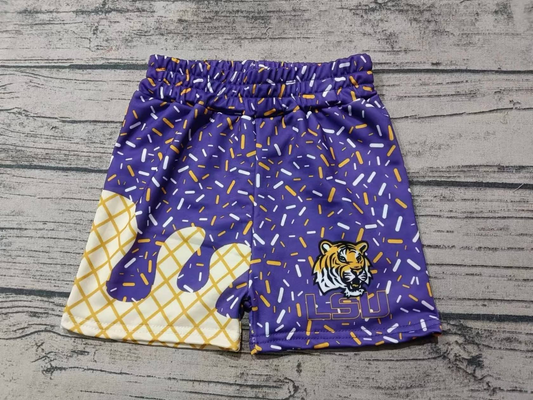 No MOQ Group Custom design boys LSU team purple shorts（Deadline Aug.1th ）