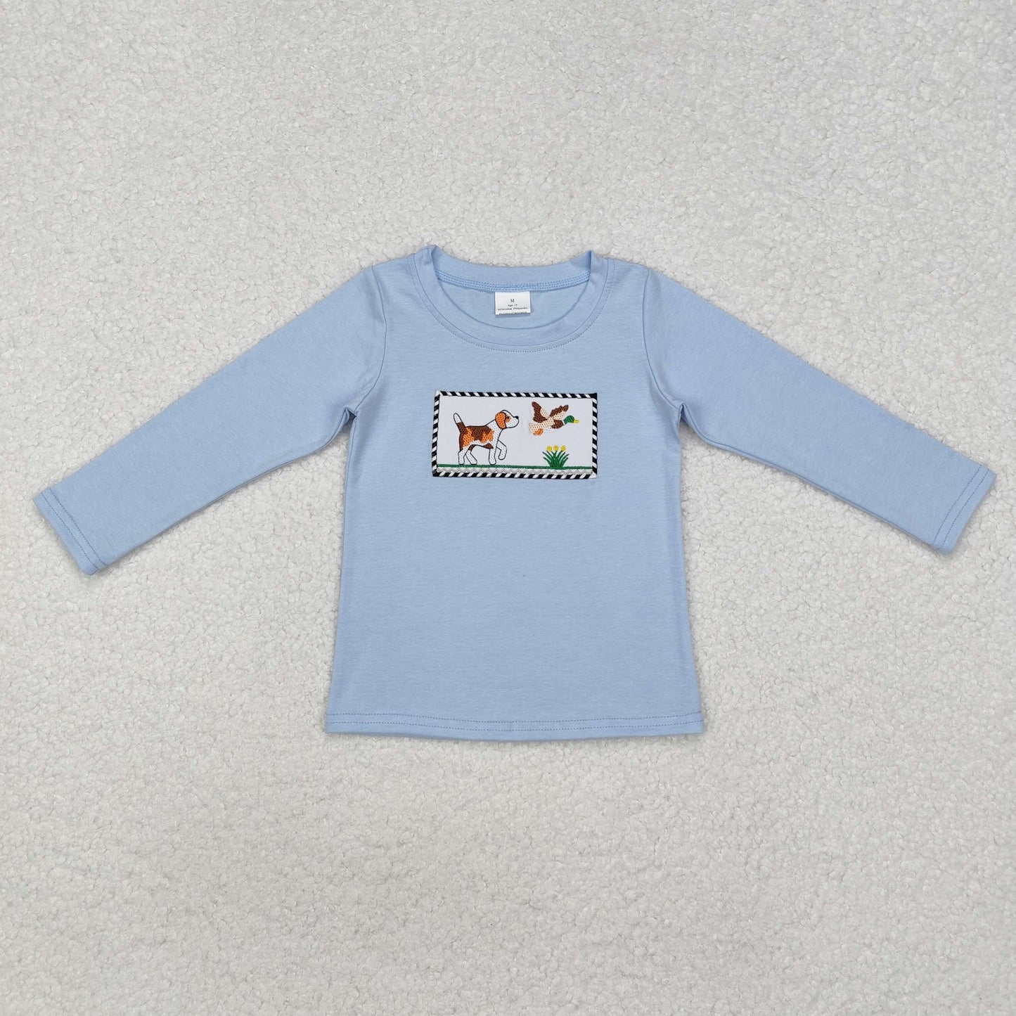 BT1007 baby boys long sleeve dog top embroidery