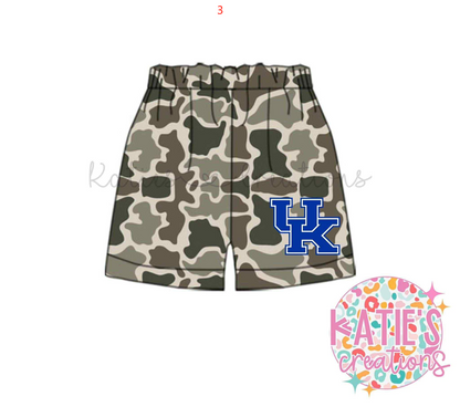 MOQ 3 Custom design boys camo shorts