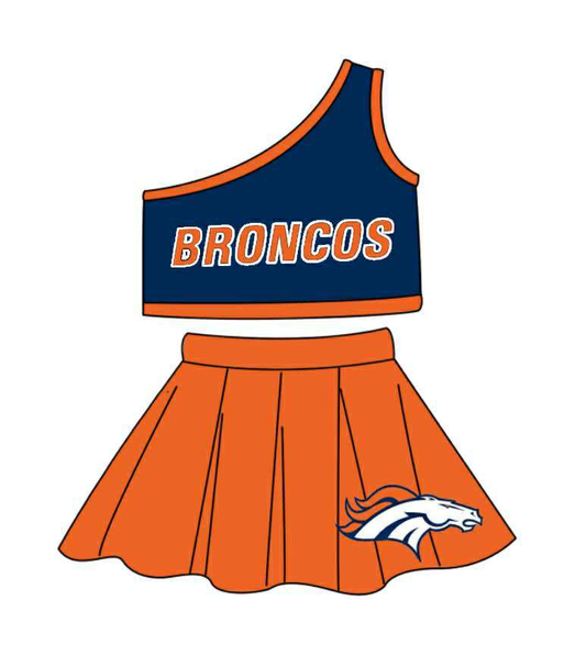No MOQ Group Custom design girls BRONCOS top skirt girls team outfits （Deadline Aug.1th ）
