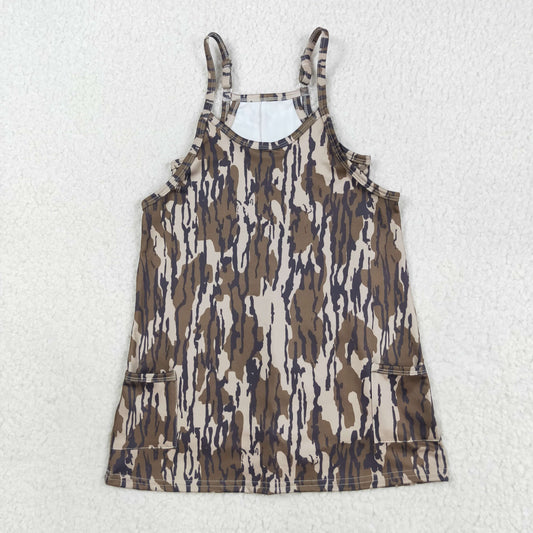 GSD2720 girls green camo slip Dress yoga