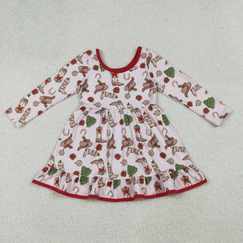 12/18m-7/8t Matching Baby girls Christmas cartoon long sleeve dress